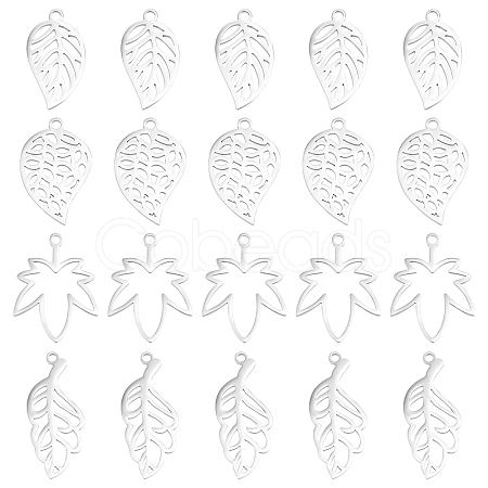 24Pcs 4 Style 304 Stainless Steel Pendants STAS-DC0005-88-1