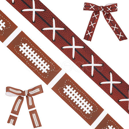 9M 2 Styles Rugby Theme Heat Transfer Polyester Grosgrain Ribbons OCOR-GF0005-05A-1