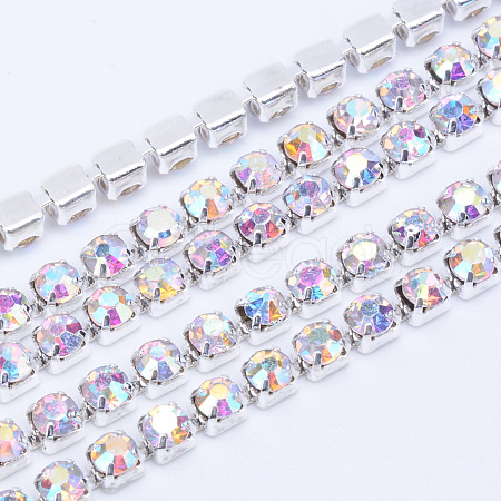 Brass Rhinestone Strass Chains CHC-T003-SS14-02S-1