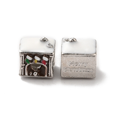 Christmas Theme Alloy Enamel European Beads PALLOY-D058-01P-03-1