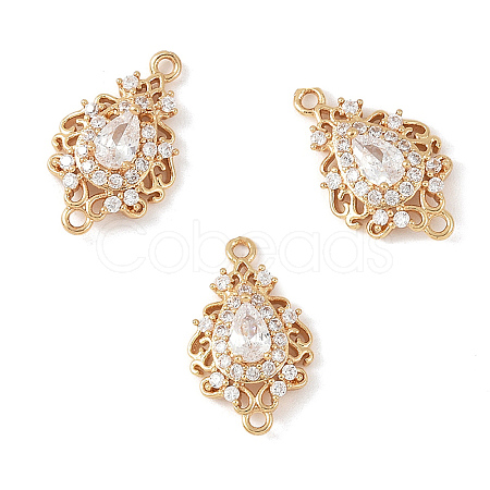3Pcs Brass Micro Pave Cubic Zirconia Links Connectors KK-YW0003-49LG-01-1