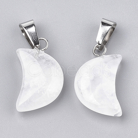 Moon Natural Quartz Crystal Pendants X-G-Q369-04-1