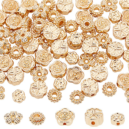 80Pcs 5 Style Rack Plating Alloy Beads FIND-DC0001-47-1