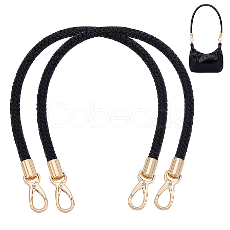 Imitation Leather Braided Round Cord Bag Handles with Zinc Alloy Clasps FIND-WH0126-941A-01-1