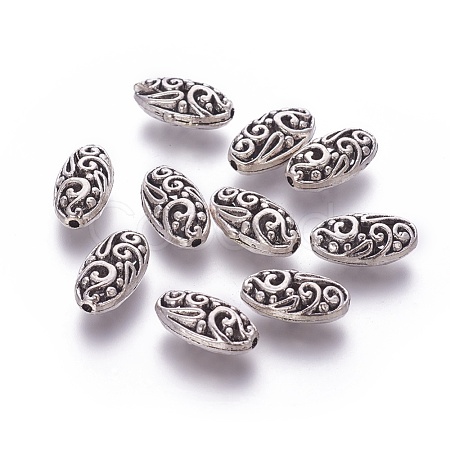 Oval Tibetan Style Alloy Filigree Beads PALLOY-J218-45AS-1