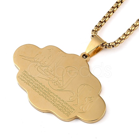 201 Stainless Steel Arabic Elements Cloud Pendant Box Chain Necklaces NJEW-D089-03G-1