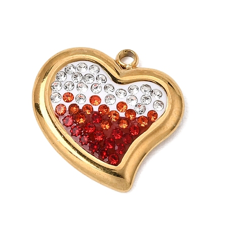 Gradient Color 304 Stainless Steel & Polymer Clay Pave Rhinestone Pendants SA-CBAA9A2-08G-05-1