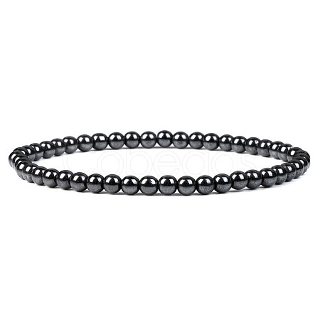 4mm Round Synthetic Hematite Beads Bracelet for Men KG3069-32-1