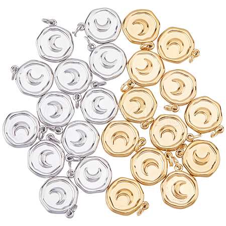 24Pcs 2 Colors 304 Stainless Steel Pendants STAS-HS0001-90C-1