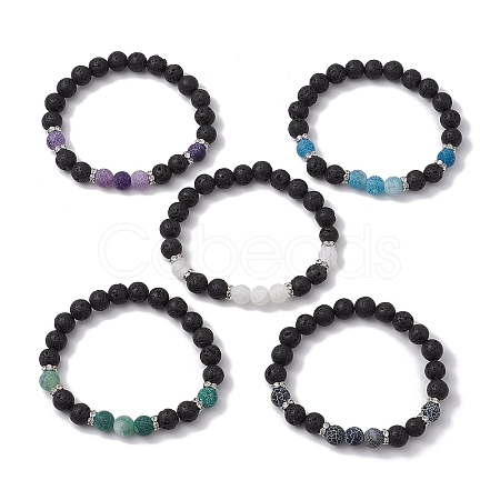 Natural Weathered Agate Stretch Bracelets BJEW-JB11101-1