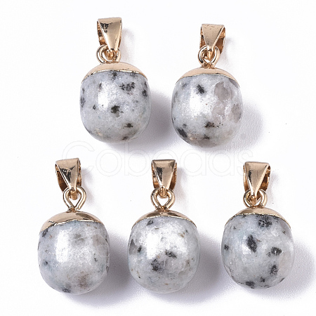 Top Golden Plated Natural Sesame Jasper Pendants G-T131-03G-1