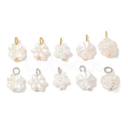 10Pcs 2 Colors Plastic Pearl Charms PALLOY-JF04027-1