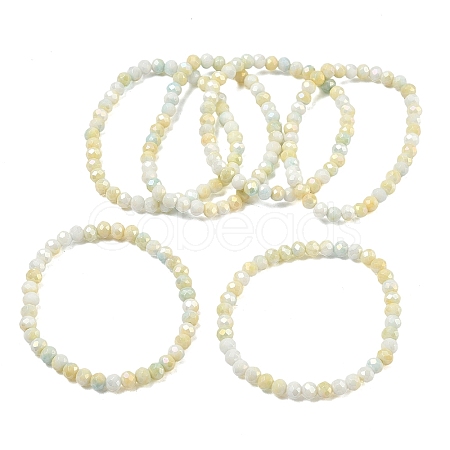 AB Color Faceted Rondelle Glass Beaded Stretch Bracelets for Women BJEW-PH01821-02-1