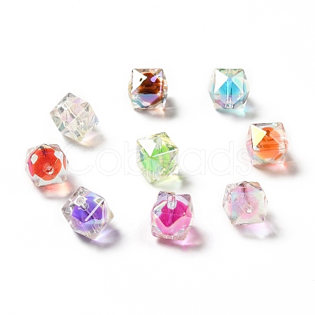 Two Tone UV Plating Rainbow Iridescent Acrylic Beads TACR-D010-02-1