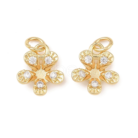 Brass Micro Pave Clear Cubic Zirconia Charms KK-G544-06G-02-1