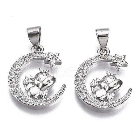 Brass Micro Pave Cubic Zirconia Pendants ZIRC-T013-09P-NF-1