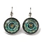 Flower Glass Leverback Earrings with Brass Earring Pins, Medium Sea Green, 29mm