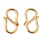 304 Stainless Steel S Hook Clasps, Real 18K Gold Plated, 12.5x6.5x1mm, Hole: 3~3.5mm