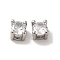 Brass with  Single Clear  Cubic Zirconia Bead, Round, Platinum, 4.5x4.5x4mm, Hole: 2mm