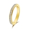 Rotatable Stainless Steel,  Rhinestone Finger Rings  for Women, Golden, US Size 8(18.1mm)