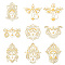 Nickel Decoration Stickers, Metal Resin Filler, Epoxy Resin & UV Resin Craft Filling Material, Golden, Durga, Human, 40x40mm, 9 style, 1pc/style, 9pcs/set