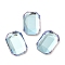 Glass Rhinestone Cabochons, Flat Back & Back Plated, Faceted, Rectangle, Light Azore, 14x10x4.50mm