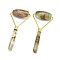 Synthetic Tigerskin Glass Brass Face Massager, Facial Rollers, Golden, 140.5x62.5x25mm