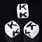 Acrylic Horizontal Hole Letter Beads, Cube, White, Letter K, Size: about 7mm wide, 7mm long, 7mm high, hole: 3.5mm, about 200pcs/50g