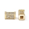 Brass Micro Pave Clear Cubic Zirconia Beads, Cuboid, Real 18K Gold Plated, 12x7x7mm, Hole: 3mm