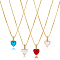 ANATTASOUL 4Pcs 4 Colors Cubic Zirconia Heart Pendant Necklaces Set with Golden Brass Box Chains, Mixed Color, 16.50 inch(41.9cm), 1Pc/color