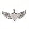 Alloy Pendant Cabochon Settings, with Crystal Rhinestone, Cadmium Free & Lead Free, Heart with Wing, Gunmetal, Tray: 26.5x32.5mm, 47.5x107.5x6mm, Hole: 15mm