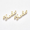 Ion Plating(IP) 304 Stainless Steel Name Links connectors, Word karla, Real 18K Gold Plated, 9x29.5x1.5mm, Hole: 1.4mm