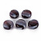 Transparent Handmade Blown Glass Globe Beads, Stripe Pattern, Flat Round, Coconut Brown, 19.5~22x10~11.5mm, Hole: 1.5~2.5mm