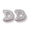 925 Sterling Silver Micro Pave Cubic Zirconia Beads, Real Platinum Plated, Letter D, 9.5x9x3.5mm, Hole: 2.5x1.5mm