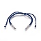 Nylon Cord Braided Bead Bracelets Making, with Brass Beads, Long-Lasting Plated, Real Platinum Plated, Marine Blue, 10-1/4 inch~11-5/8 inch(26~29.6cm)