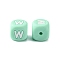 Silicone Beads for Bracelet or Necklace Making, Turquoise Cube with Word, Letter.W, 12x12x12mm, Hole: 3mm