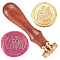 Wax Seal Stamp Set, Golden Plated Sealing Wax Stamp Solid Brass Head, with Retro Wood Handle, for Envelopes Invitations, Gift Card, Flower, 83x22mm, Head: 7.5mm, Stamps: 25x14.5mm