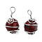 Natural Red Jasper Pendants, with Platinum Plated Brass Wire Wrapped, Round Charm, 28.5~34x18.5~20x17~19mm, Hole: 4~5.5mm