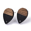 Resin & Walnut Wood Stud Earring Findings MAK-N032-002A-B01-2