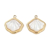 304 Stainless Steel Pave Natural White Shell Charms STAS-I325-026G-1