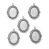 Tibetan Style Antique Silver Alloy Flat Oval Pendant Cabochon Settings X-TIBEP-M022-19AS-2