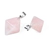 Natural Rose Quartz Pendants G-N326-107A-3