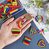 22Pcs 11 Styles Rainbow Color Printed Acrylic Pendants OACR-CA0001-21-3