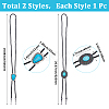 2Pcs 2 Styles Alloy & Synthetic Turquoise Oval Triangle Pendant Boho Tie Lariat Necklaces NJEW-GF0001-18-2