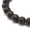 Round Synthetic Turquoise & Natural Lava Rock Stretch Bracelet BJEW-JB07470-05-5