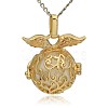 Golden Tone Brass Hollow Round Cage Pendants KK-J230-09G-3
