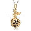 Golden Tone Brass Hollow Round Cage Pendants KK-J238-09G-2