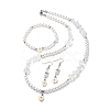 Plastic Pearl Daisy Pendant Dangle Earrings & Stretch Bracelet & Pendant Necklace SJEW-JS01256-1