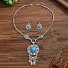 Flower Bohemian Ethnic Style Zinc Alloy & Resin Pendant Necklace & Dangle Earring Sets FS-WGD47C5-01-1
