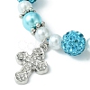 Cross Alloy Rhinestone Pendant Bracelet for Women BJEW-JB09485-4